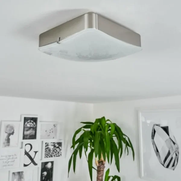 hofstein Plafonnier Hutton LED Nickel mat, 1 lumière* Lampes En Verre