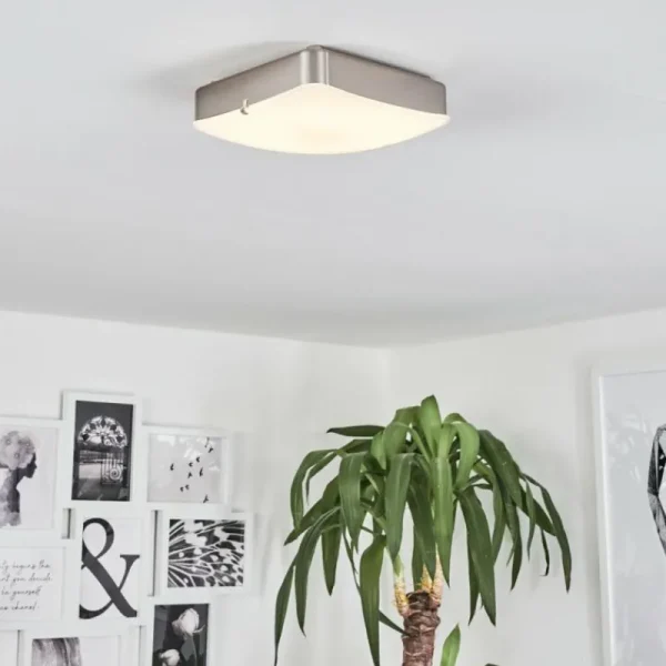 hofstein Plafonnier Hutton LED Nickel mat, 1 lumière* Lampes En Verre