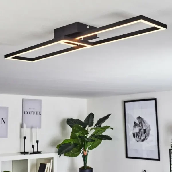 hofstein Plafonnier Hyacinthe LED Chrome, Noir, 1 lumière* Lampes Modernes