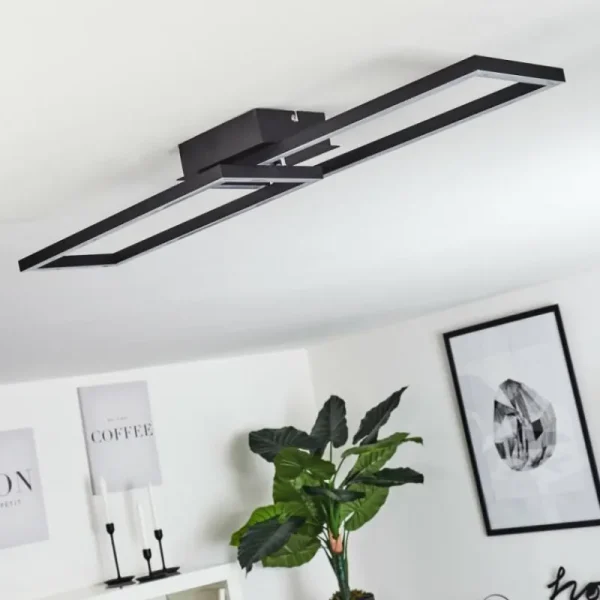 hofstein Plafonnier Hyacinthe LED Chrome, Noir, 1 lumière* Lampes Modernes