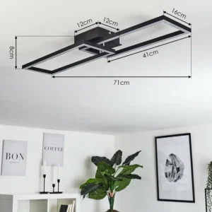 hofstein Plafonnier Hyacinthe LED Chrome, Noir, 1 lumière* Lampes Modernes