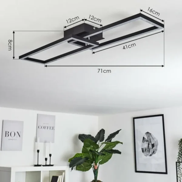 hofstein Plafonnier Hyacinthe LED Chrome, Noir, 1 lumière* Lampes Modernes