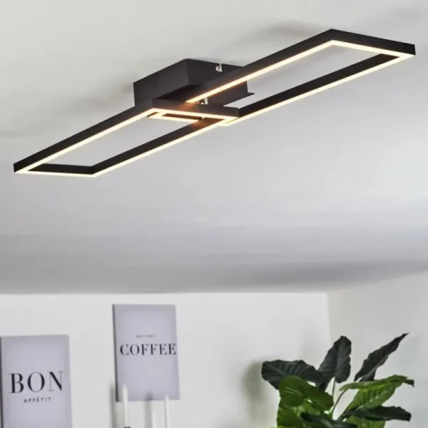 hofstein Plafonnier Hyacinthe LED Chrome, Noir, 1 lumière* Lampes Modernes
