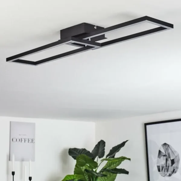hofstein Plafonnier Hyacinthe LED Chrome, Noir, 1 lumière* Lampes Modernes
