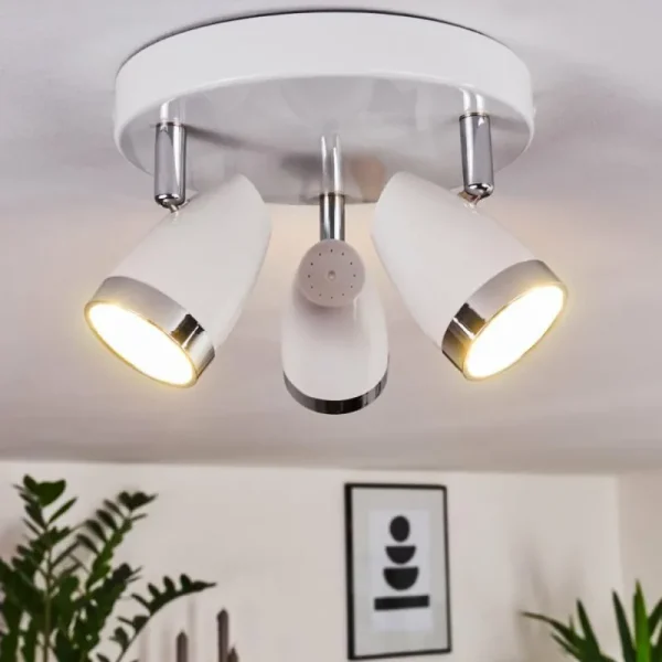 hofstein Plafonnier Idlewild LED Chrome, Blanc, 3 lumières* Lampes Modernes