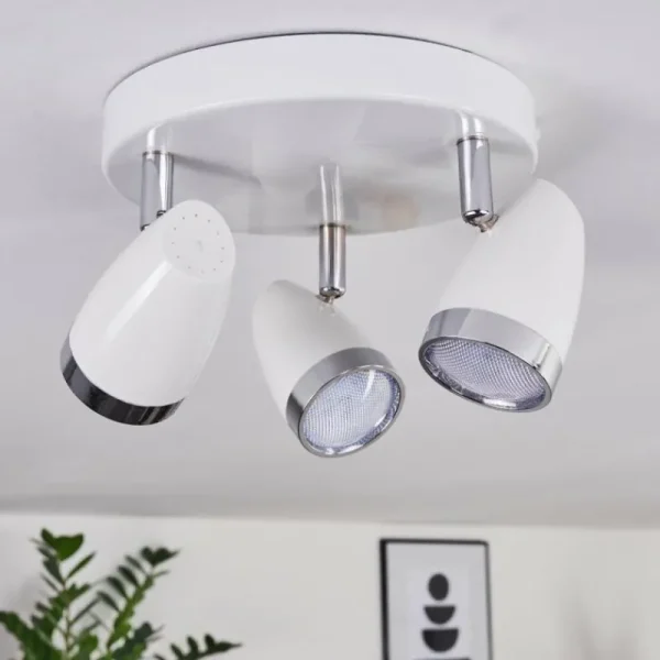 hofstein Plafonnier Idlewild LED Chrome, Blanc, 3 lumières* Lampes Modernes