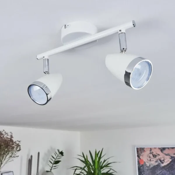 hofstein Plafonnier Idlewild LED Chrome, Blanc, 2 lumières* Lampes Modernes