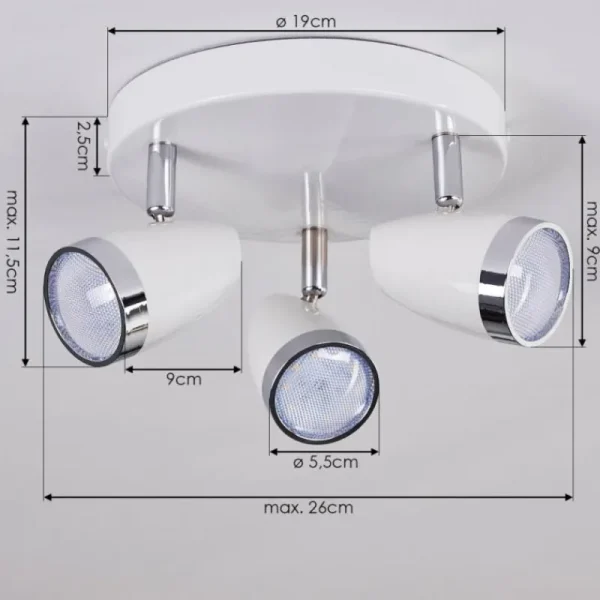 hofstein Plafonnier Idlewild LED Chrome, Blanc, 3 lumières* Lampes Modernes