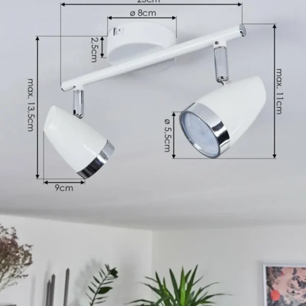hofstein Plafonnier Idlewild LED Chrome, Blanc, 2 lumières* Lampes Modernes