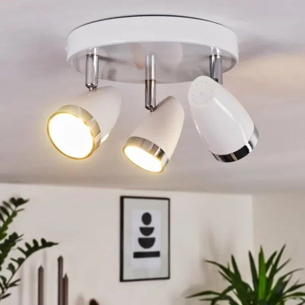 hofstein Plafonnier Idlewild LED Chrome, Blanc, 3 lumières* Lampes Modernes