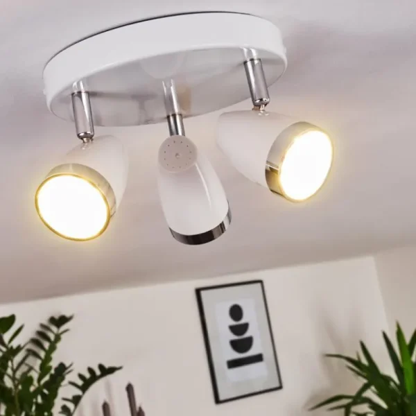 hofstein Plafonnier Idlewild LED Chrome, Blanc, 3 lumières* Lampes Modernes