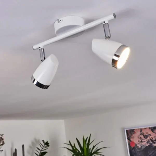 hofstein Plafonnier Idlewild LED Chrome, Blanc, 2 lumières* Lampes Modernes