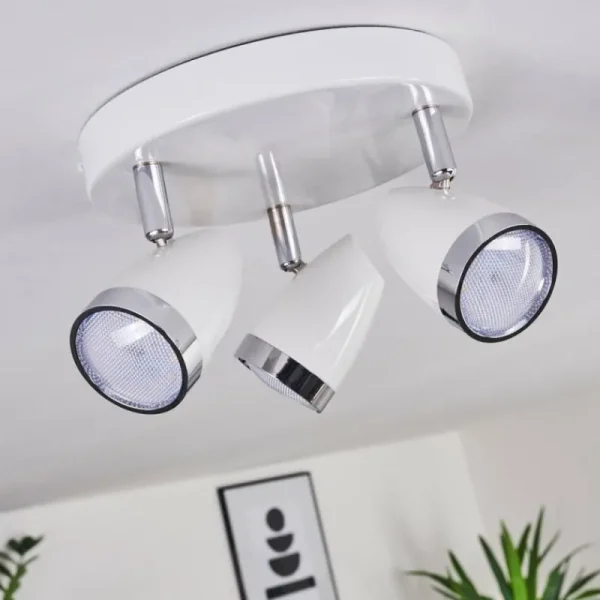 hofstein Plafonnier Idlewild LED Chrome, Blanc, 3 lumières* Lampes Modernes