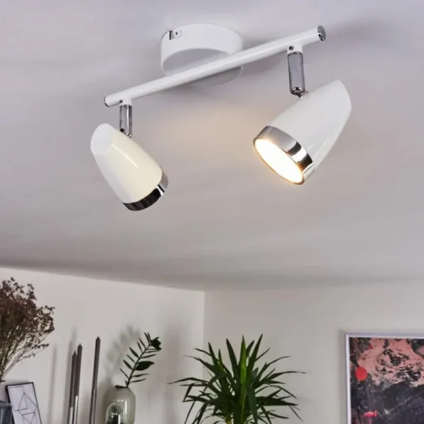 hofstein Plafonnier Idlewild LED Chrome, Blanc, 2 lumières* Lampes Modernes