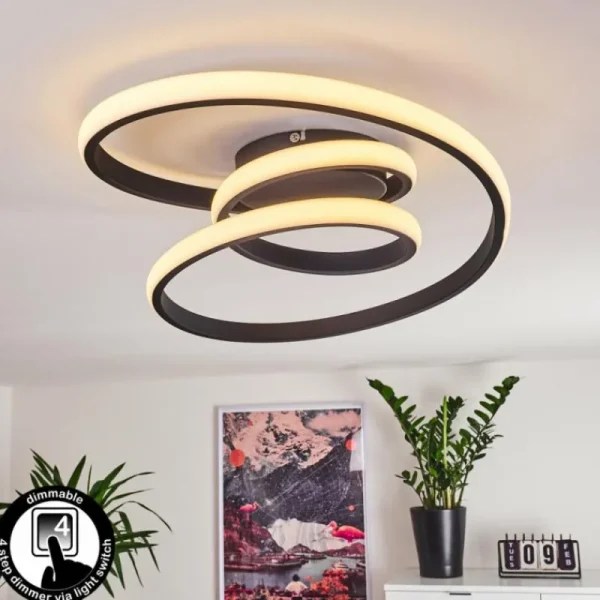 hofstein Plafonnier Ignal LED Noir, 1 lumière* Lampes Modernes