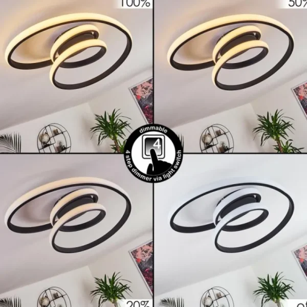hofstein Plafonnier Ignal LED Noir, 1 lumière* Lampes Modernes