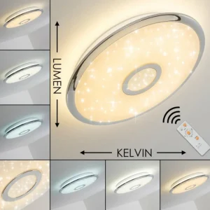 hofstein Plafonnier Jamton LED Chrome, 1 lumière, Télécommandes* Lampes Modernes