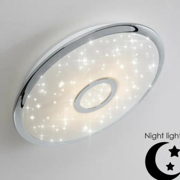 hofstein Plafonnier Jamton LED Chrome, 1 lumière, Télécommandes* Lampes Modernes