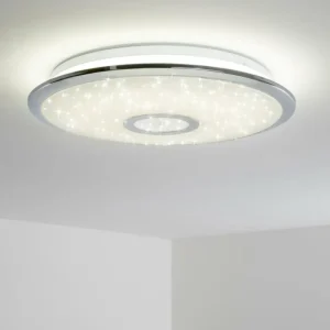 hofstein Plafonnier Jamton LED Chrome, 1 lumière, Télécommandes* Lampes Modernes