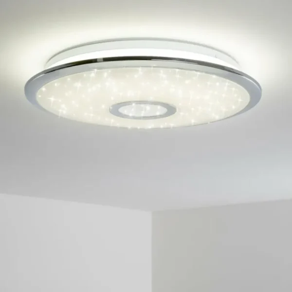 hofstein Plafonnier Jamton LED Chrome, 1 lumière, Télécommandes* Lampes Modernes