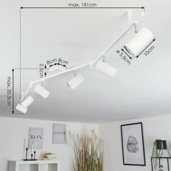 hofstein Plafonnier Javel Chrome, Blanc, 6 lumières* Lampes Modernes