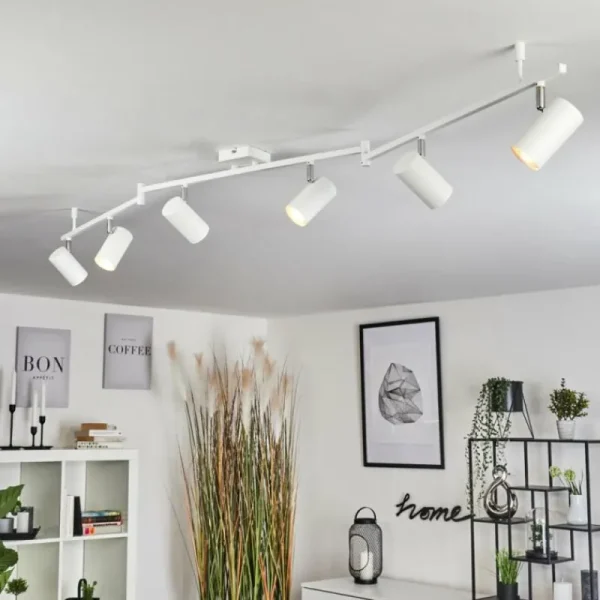 hofstein Plafonnier Javel Chrome, Blanc, 6 lumières* Lampes Modernes