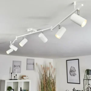 hofstein Plafonnier Javel Chrome, Blanc, 6 lumières* Lampes Modernes
