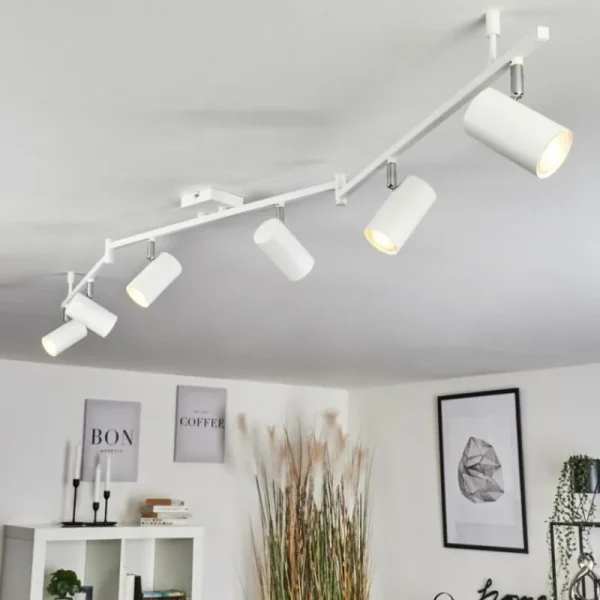 hofstein Plafonnier Javel Chrome, Blanc, 6 lumières* Lampes Modernes