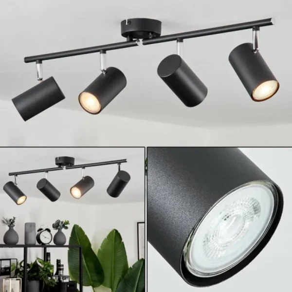 hofstein Plafonnier Javel Chrome, Noir, 4 lumières* Lampes Modernes