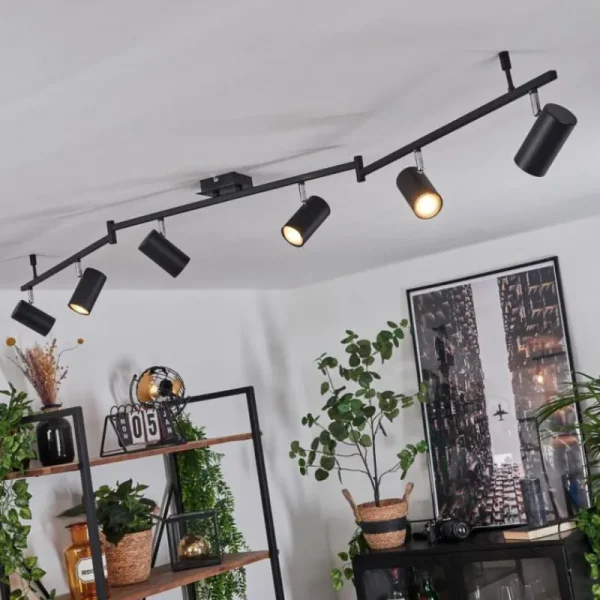 hofstein Plafonnier Javel Chrome, Noir, 6 lumières* Lampes Modernes