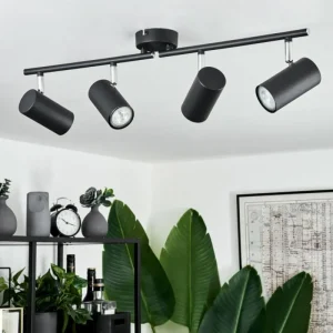 hofstein Plafonnier Javel Chrome, Noir, 4 lumières* Lampes Modernes