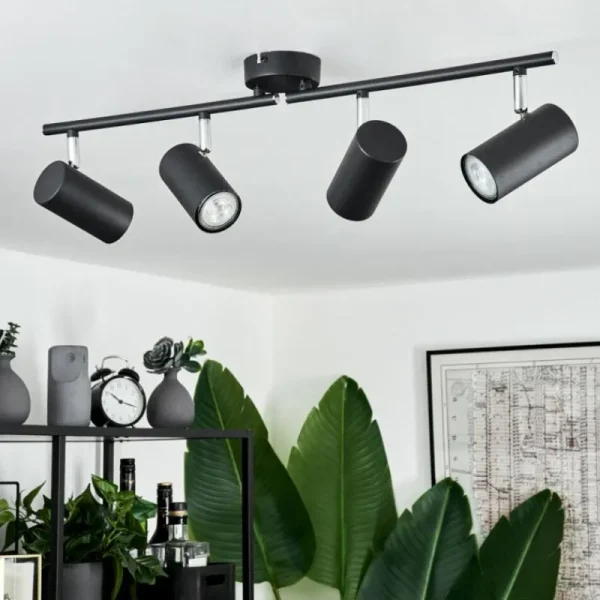 hofstein Plafonnier Javel Chrome, Noir, 4 lumières* Lampes Modernes