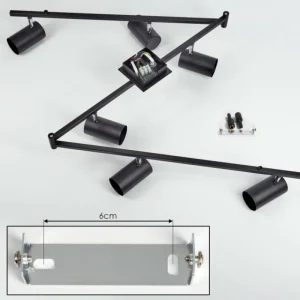 hofstein Plafonnier Javel Chrome, Noir, 6 lumières* Lampes Modernes