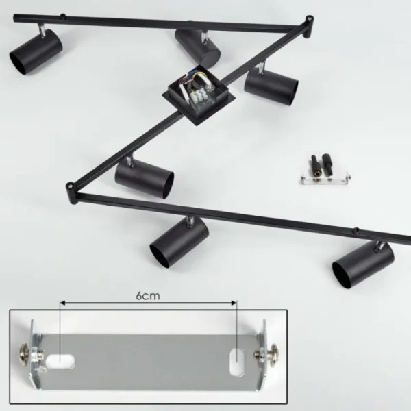 hofstein Plafonnier Javel Chrome, Noir, 6 lumières* Lampes Modernes