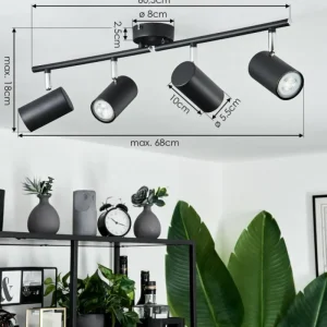 hofstein Plafonnier Javel Chrome, Noir, 4 lumières* Lampes Modernes