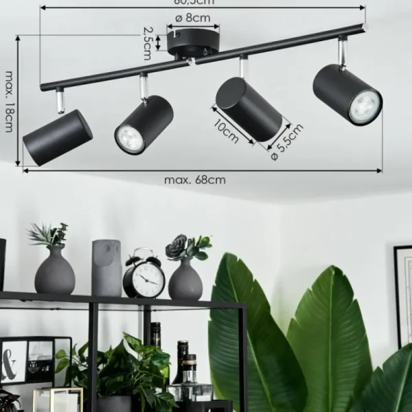 hofstein Plafonnier Javel Chrome, Noir, 4 lumières* Lampes Modernes