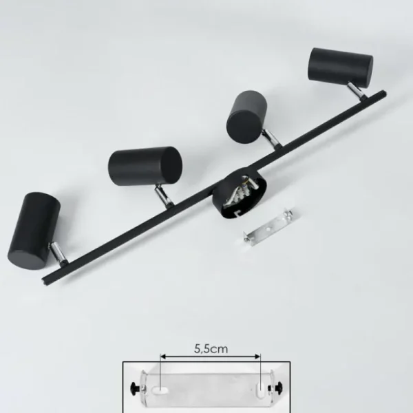 hofstein Plafonnier Javel Chrome, Noir, 4 lumières* Lampes Modernes