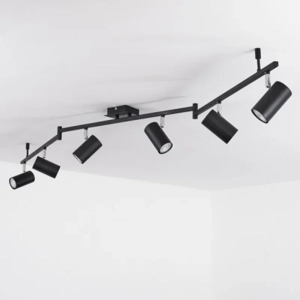 hofstein Plafonnier Javel Chrome, Noir, 6 lumières* Lampes Modernes