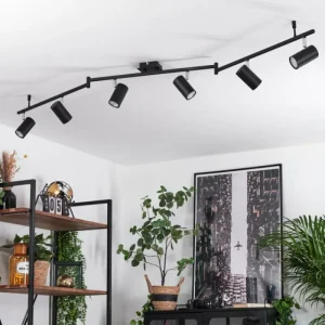 hofstein Plafonnier Javel Chrome, Noir, 6 lumières* Lampes Modernes