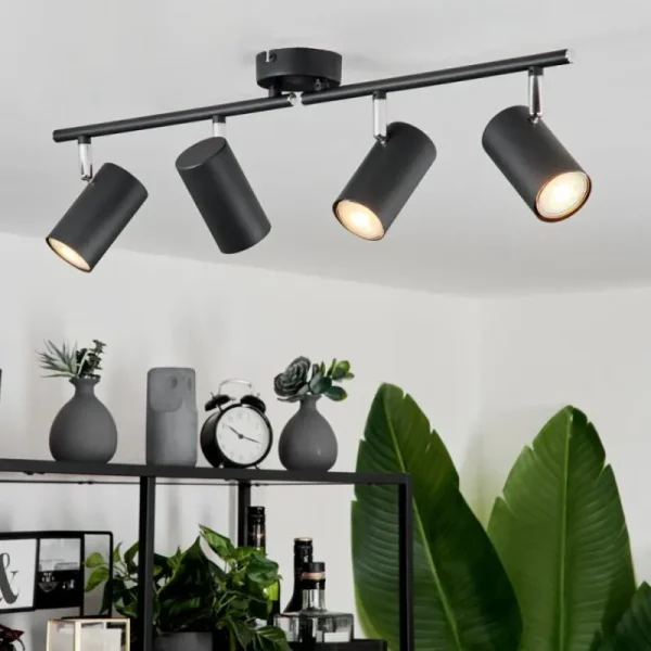 hofstein Plafonnier Javel Chrome, Noir, 4 lumières* Lampes Modernes