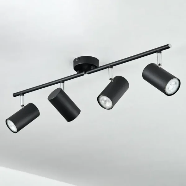 hofstein Plafonnier Javel Chrome, Noir, 4 lumières* Lampes Modernes