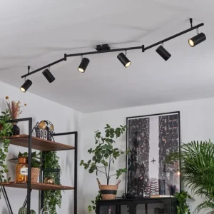 hofstein Plafonnier Javel Chrome, Noir, 6 lumières* Lampes Modernes