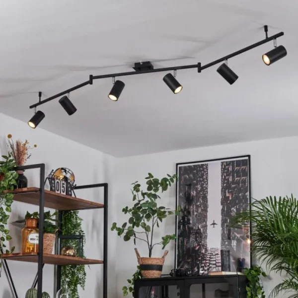hofstein Plafonnier Javel Chrome, Noir, 6 lumières* Lampes Modernes