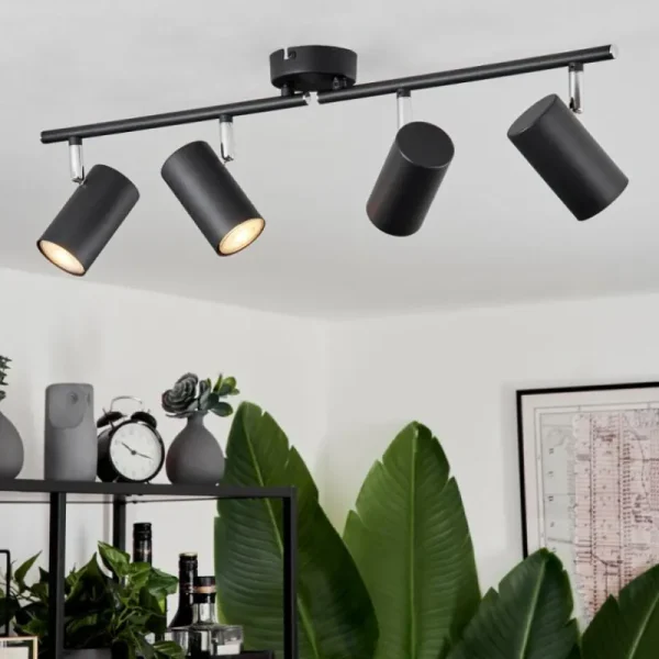 hofstein Plafonnier Javel Chrome, Noir, 4 lumières* Lampes Modernes