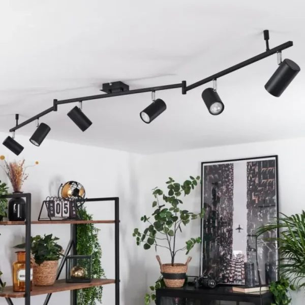 hofstein Plafonnier Javel Chrome, Noir, 6 lumières* Lampes Modernes