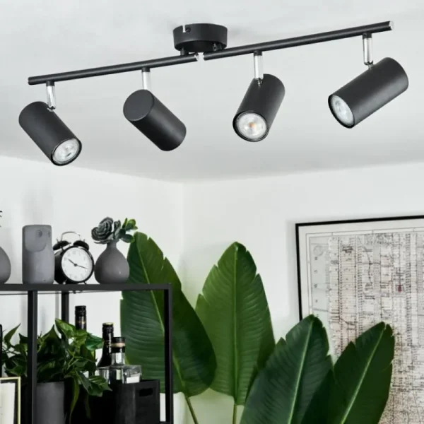 hofstein Plafonnier Javel Chrome, Noir, 4 lumières* Lampes Modernes