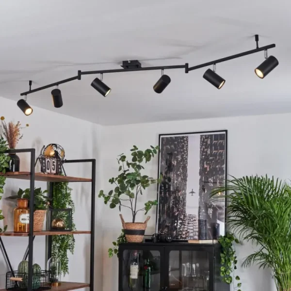 hofstein Plafonnier Javel Chrome, Noir, 6 lumières* Lampes Modernes