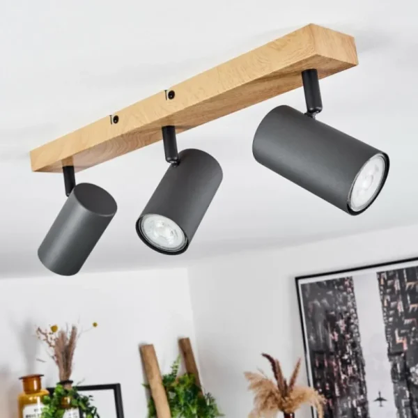 hofstein Plafonnier Javel Couleur bois, Noir, 3 lumières* Lampes Modernes