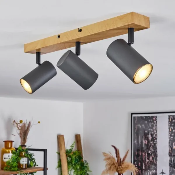 hofstein Plafonnier Javel Couleur bois, Noir, 3 lumières* Lampes Modernes