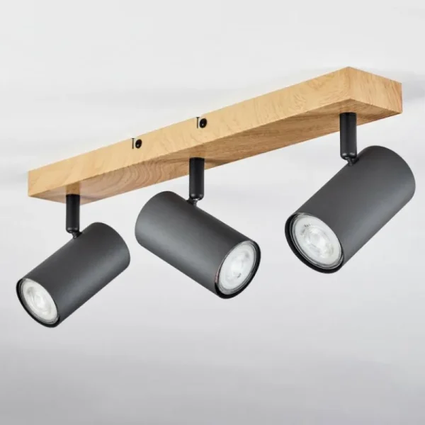 hofstein Plafonnier Javel Couleur bois, Noir, 3 lumières* Lampes Modernes
